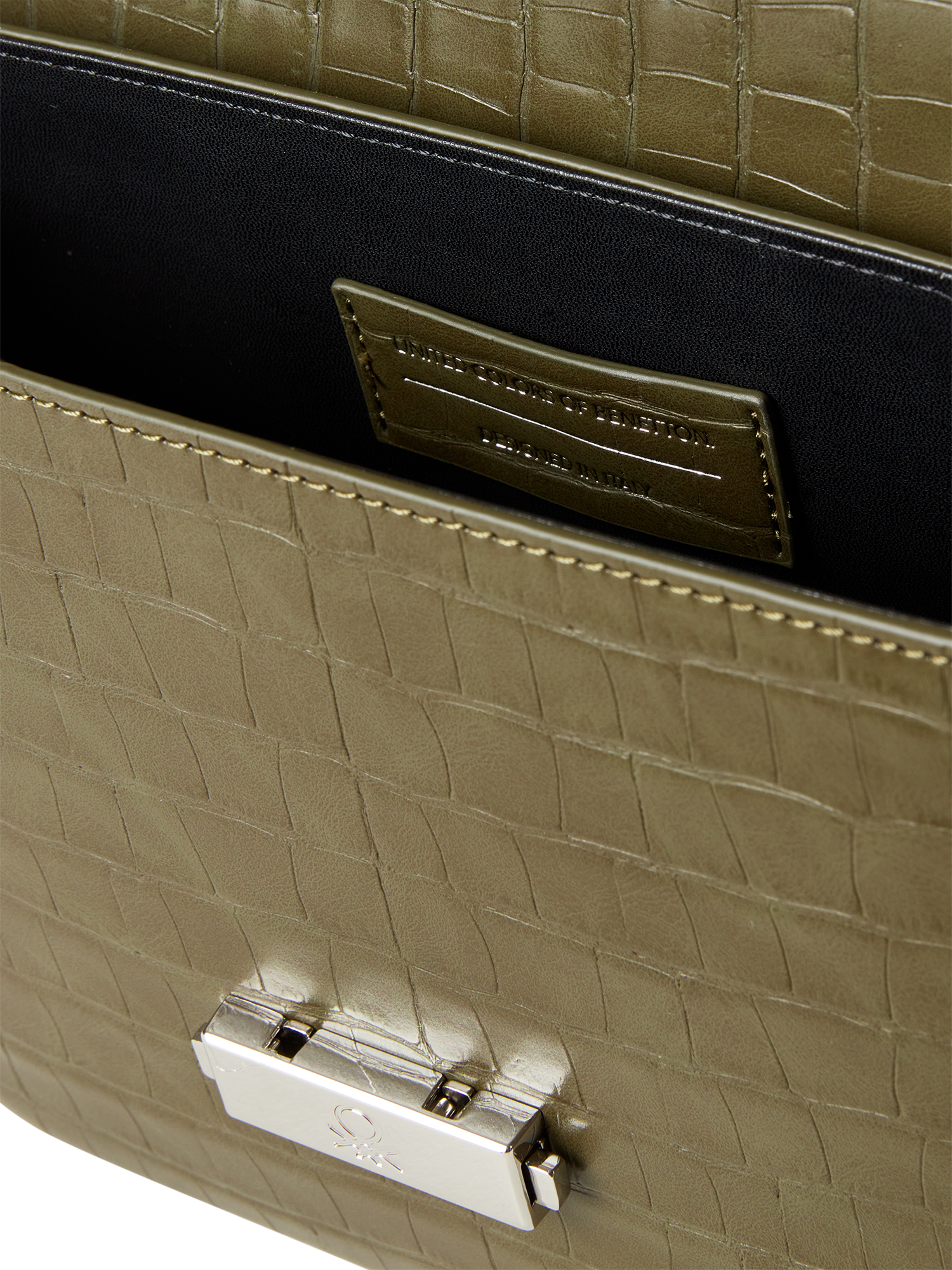 Product image 3 of 3, which shows Benetton Croc Textured Crossbody Bag, Green, One Size