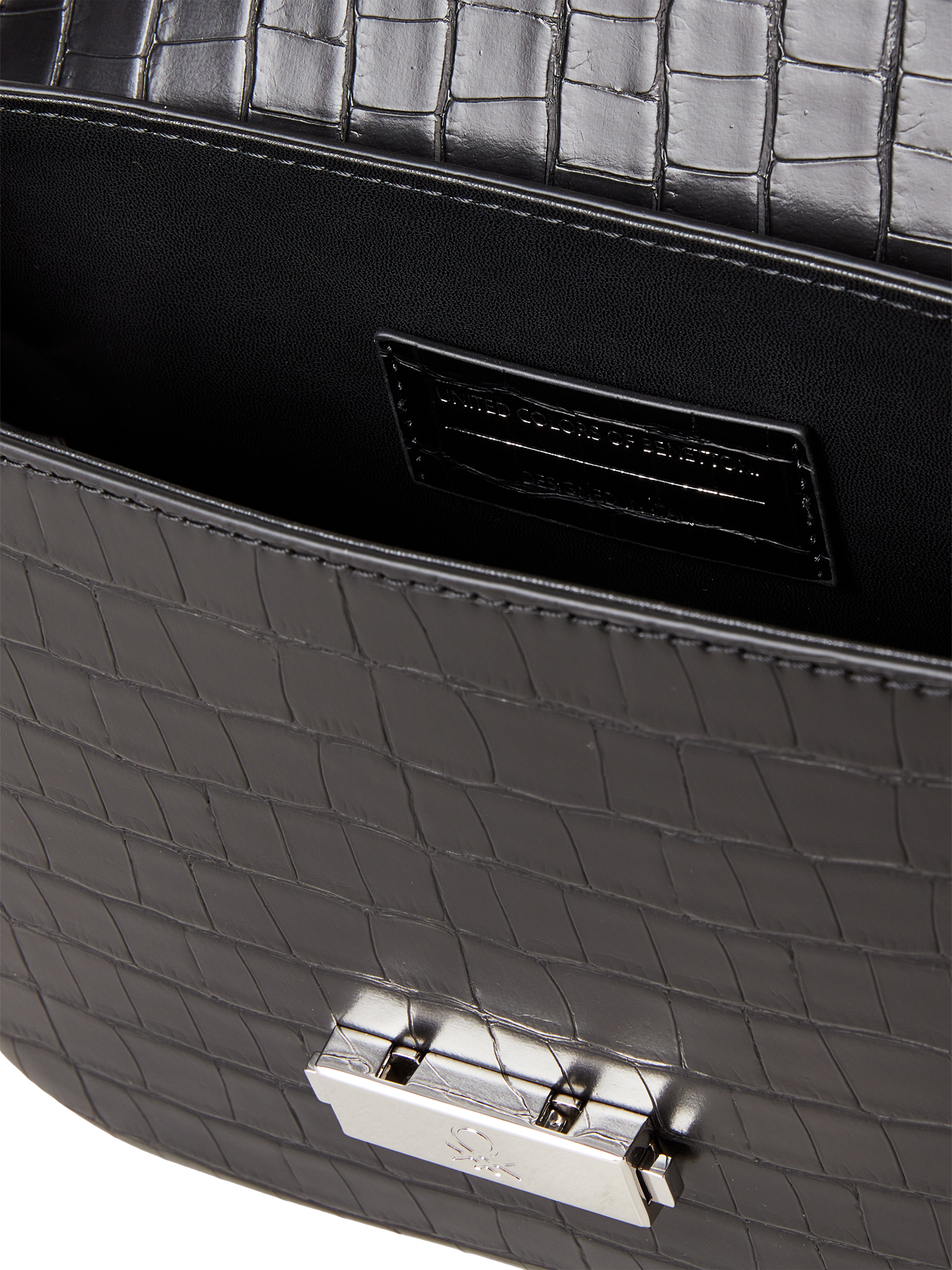 Product image 3 of 3, which shows Benetton Croc Textured Crossbody Bag, Black, One Size