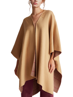 Benetton Knitted Cloak Reversible Knitted Cape, Beige