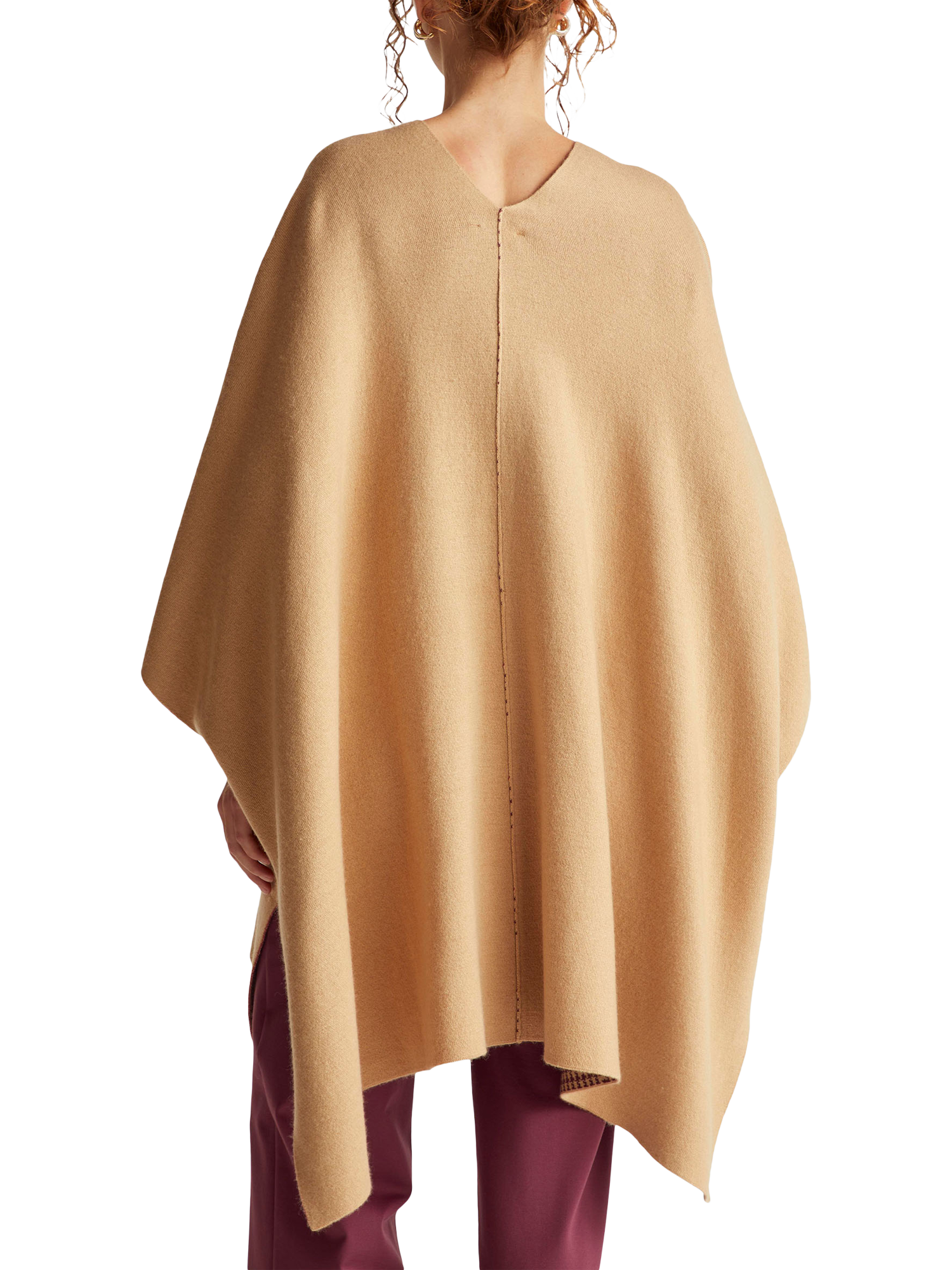 Product image 2 of 11, which shows Benetton Knitted Cloak Reversible Knitted Cape, Beige, One Size
