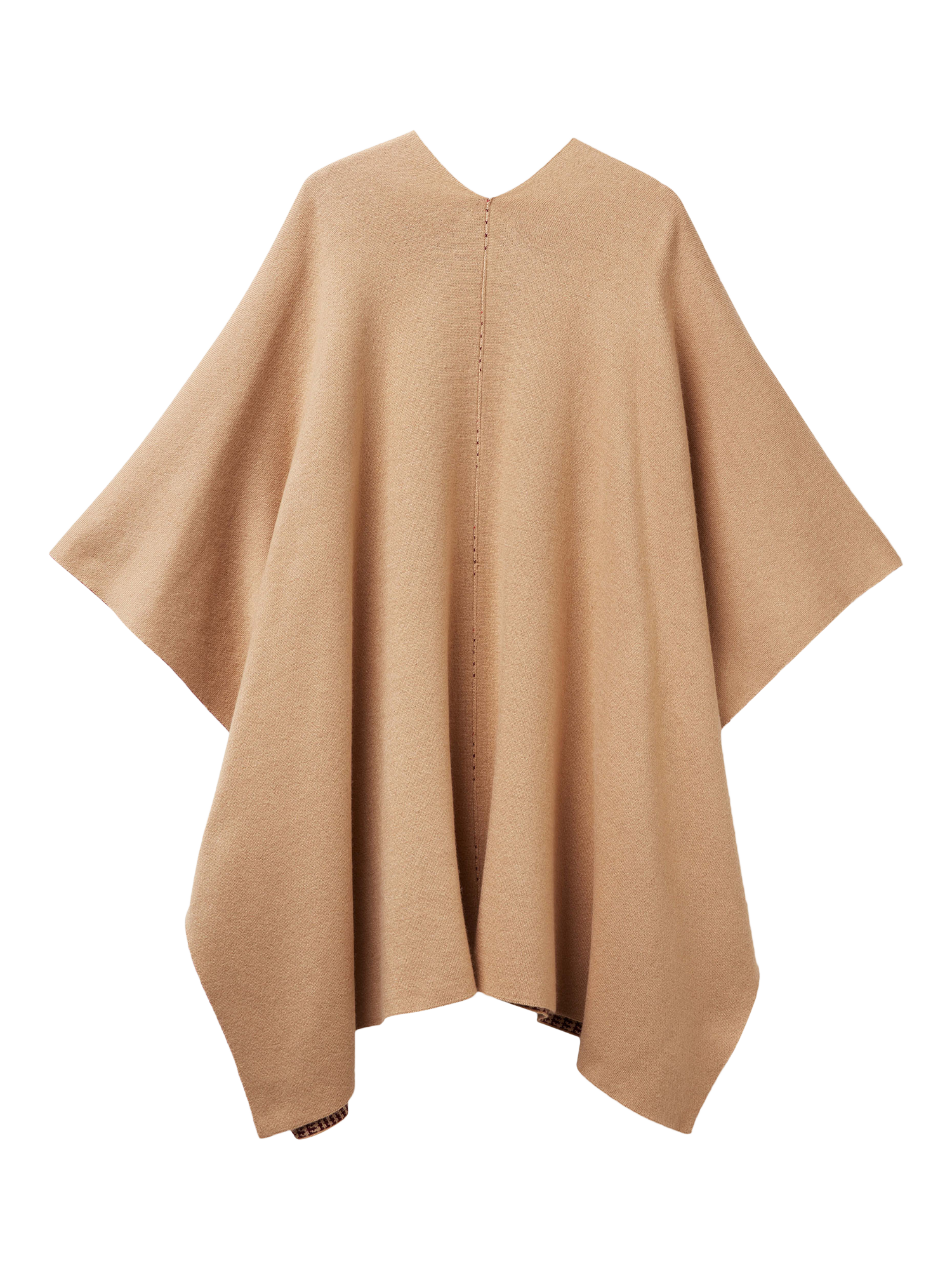 Product image 5 of 11, which shows Benetton Knitted Cloak Reversible Knitted Cape, Beige, One Size