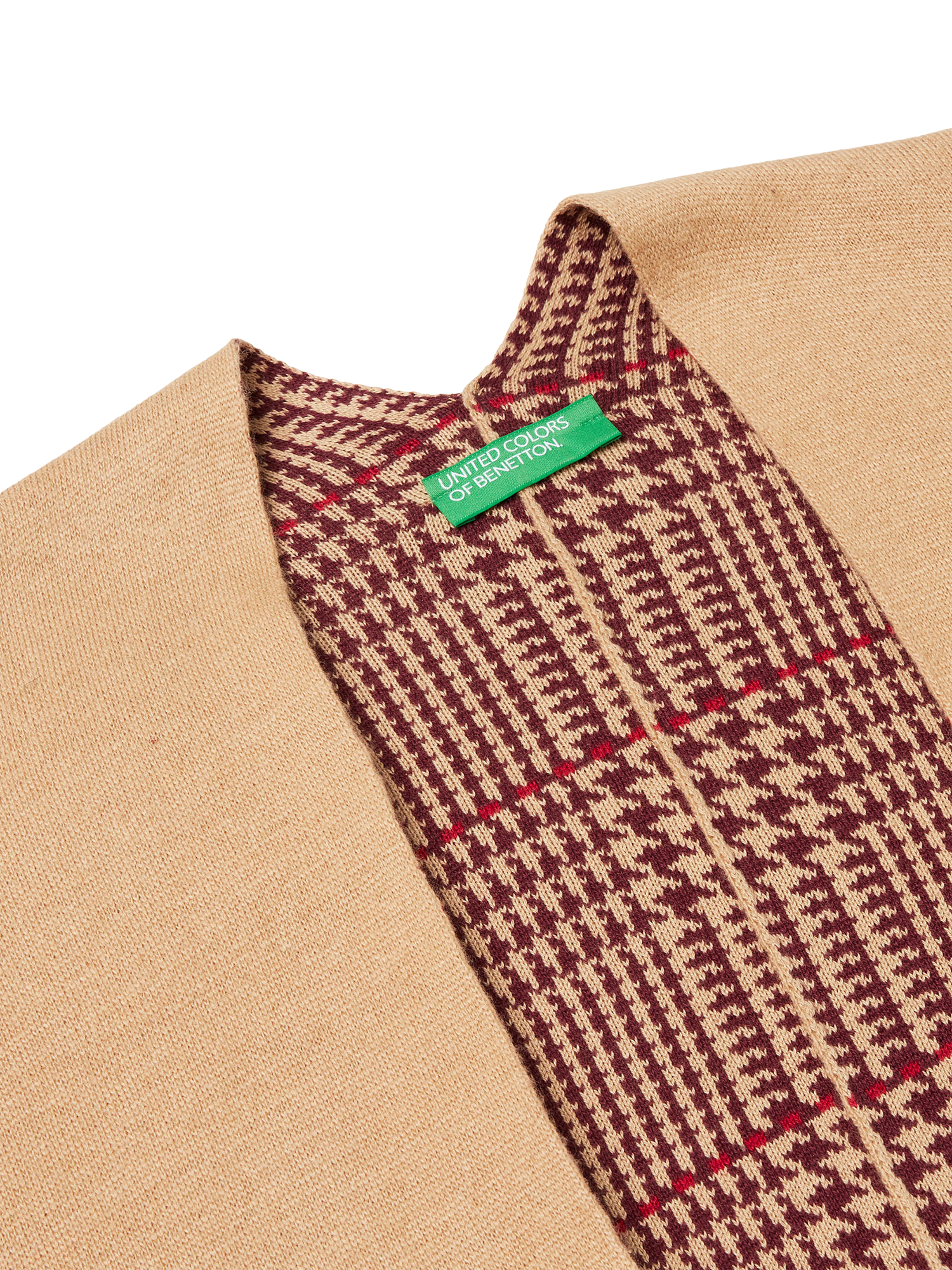 Product image 6 of 11, which shows Benetton Knitted Cloak Reversible Knitted Cape, Beige, One Size