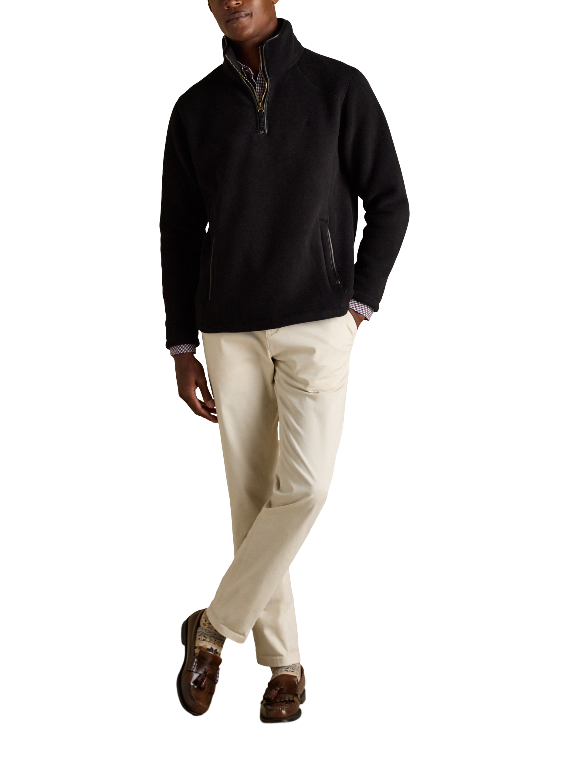 Product image 5 of 9, which shows Joules Heritage Quarter Zip Fleece, Black, L