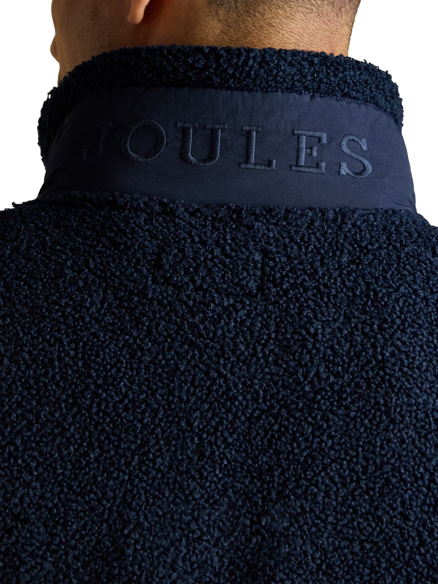 Product image 4 of 7, which shows Joules Ashford Borg Fleece Quarter-Zip Jumper, Navy, S