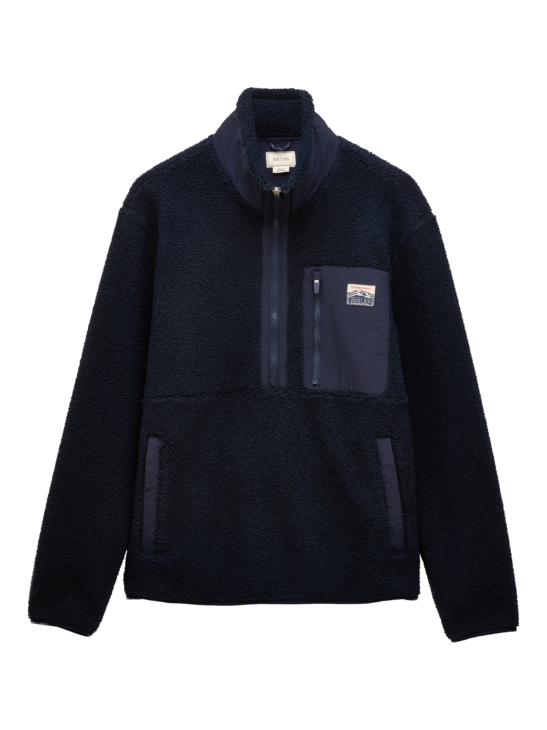 Product image 6 of 7, which shows Joules Ashford Borg Fleece Quarter-Zip Jumper, Navy, S