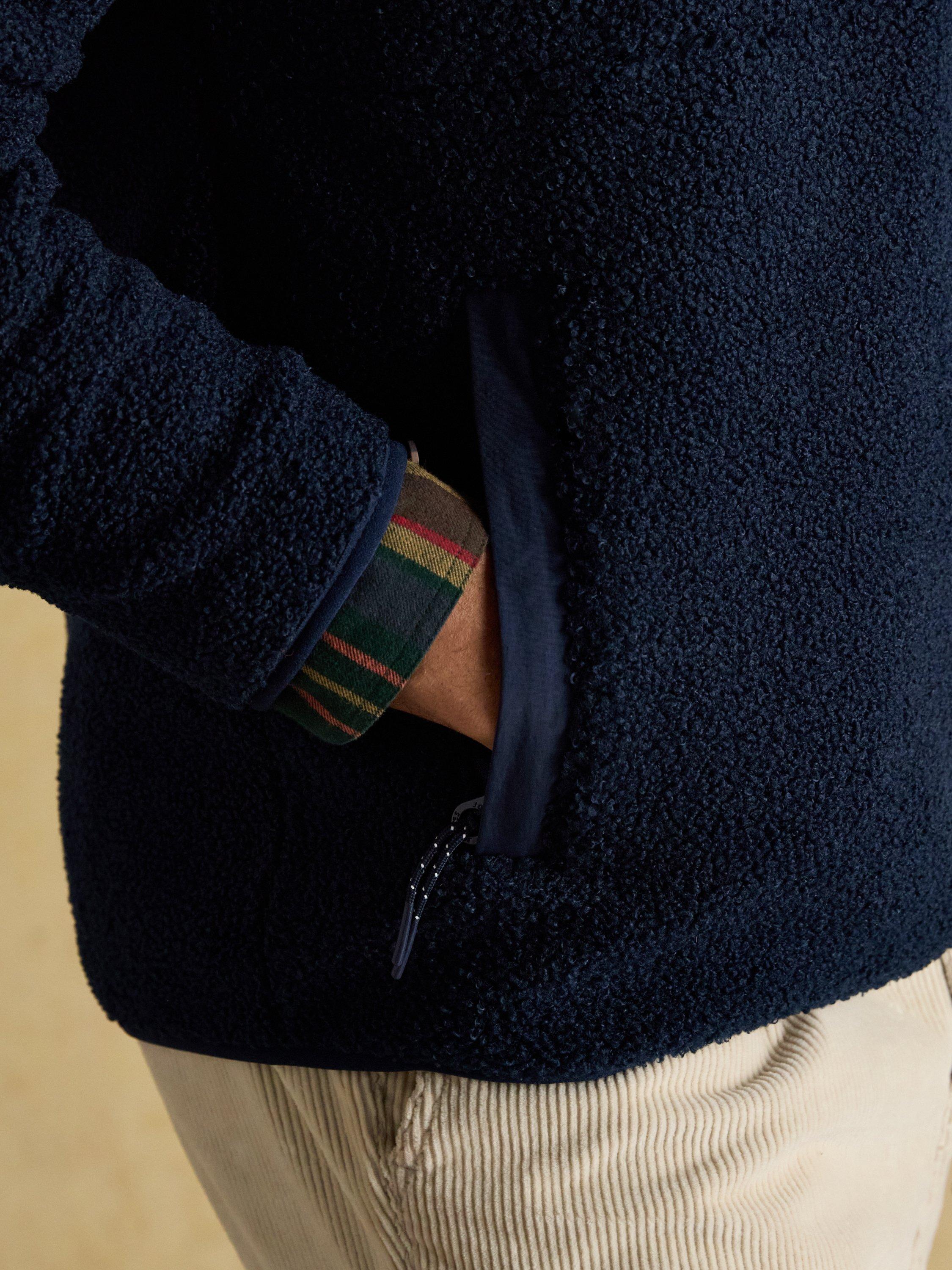 Product image 7 of 7, which shows Joules Ashford Borg Fleece Quarter-Zip Jumper, Navy, S