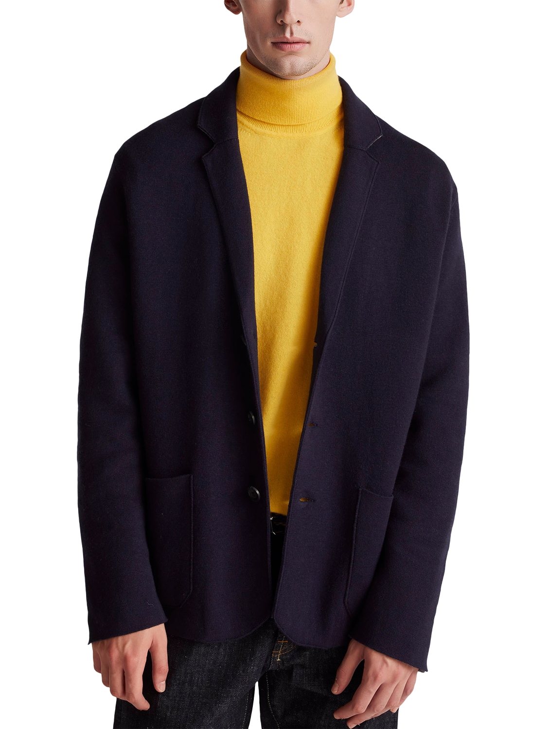 Product image 1 of 6, which shows Benetton Wool Blend Collar Cardigan, Blue, L
