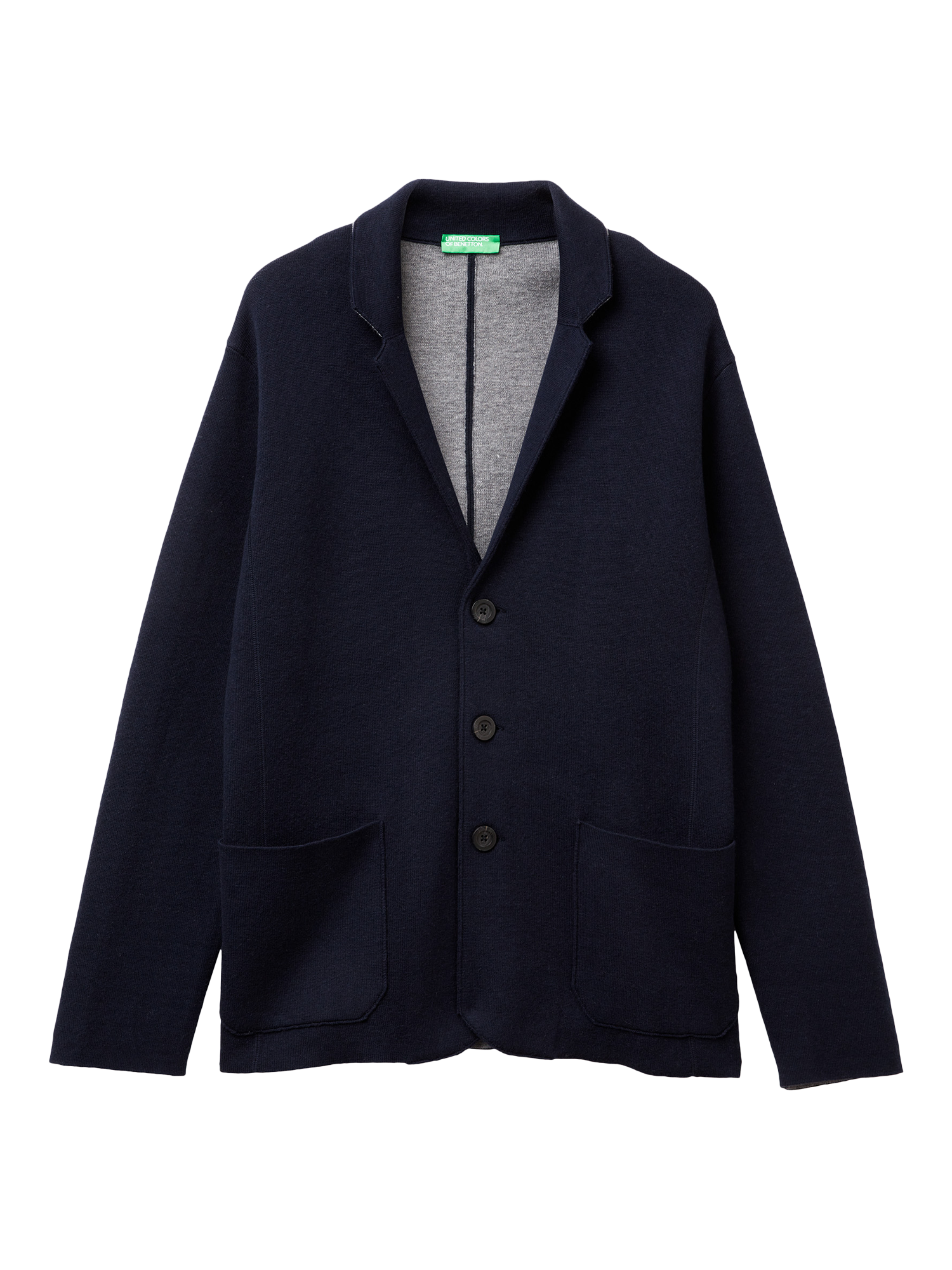 Product image 4 of 6, which shows Benetton Wool Blend Collar Cardigan, Blue, L