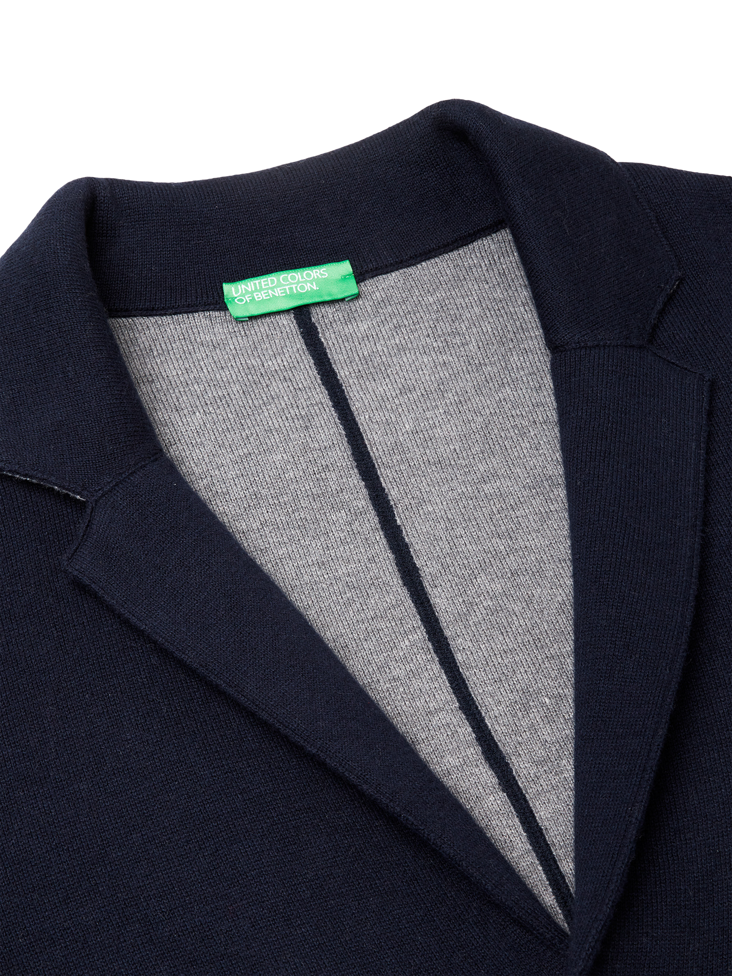 Product image 6 of 6, which shows Benetton Wool Blend Collar Cardigan, Blue, L