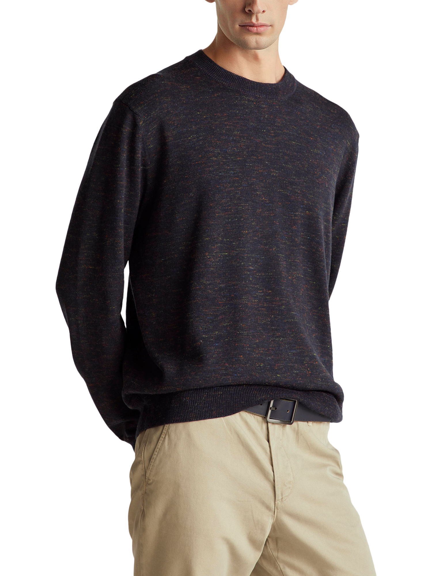 Product image 1 of 6, which shows Benetton Wool Blend Crew Neck Jumper, Blue, XXL