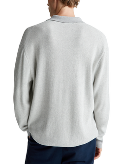 Benetton Cotton Knit Polo Shirt, Grey - view 2, Grey