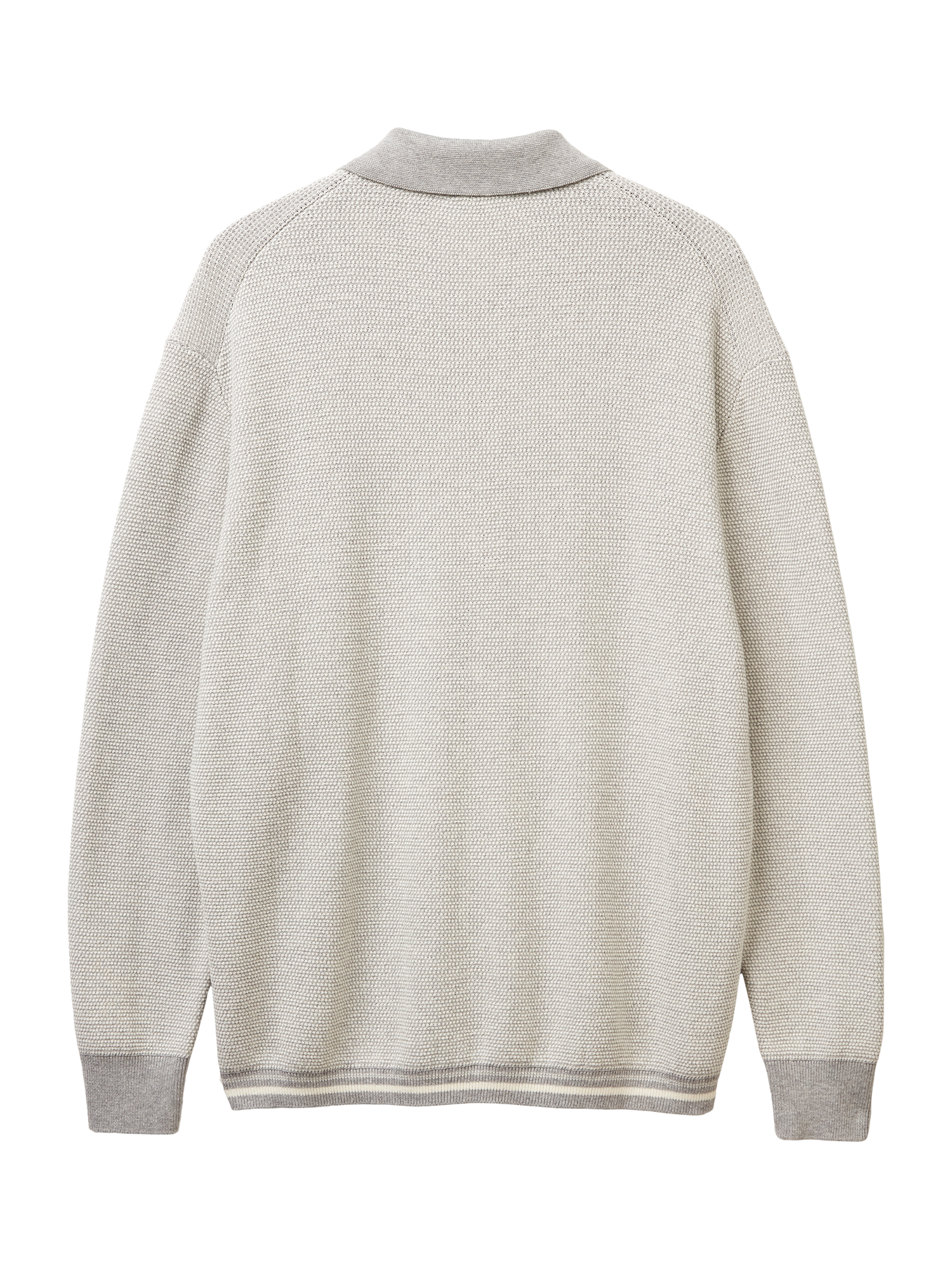 Product image 5 of 6, which shows Benetton Cotton Knit Polo Shirt, Grey, XXL