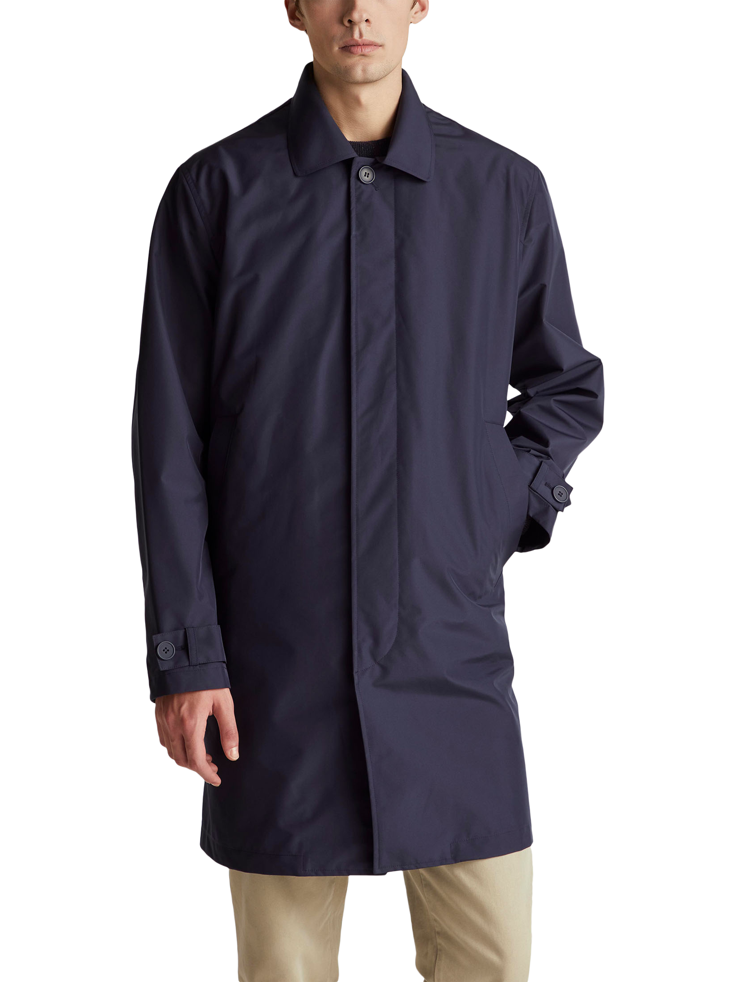 Product image 1 of 5, which shows Benetton Longline Trench Coat, Blue, XXL