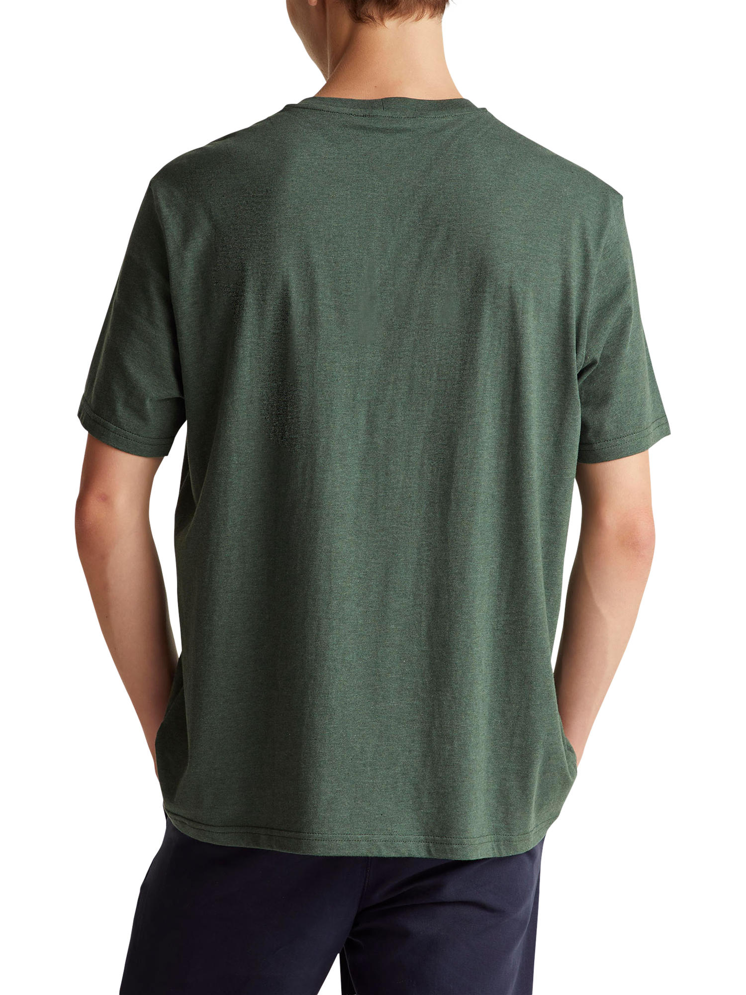 Product image 2 of 5, which shows Benetton Crew Neck Cotton T-Shirt, Green, M