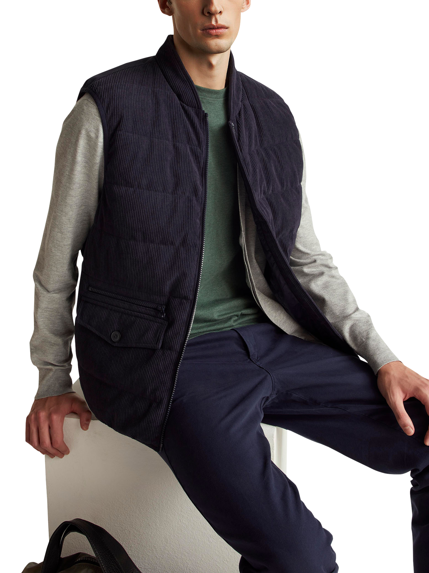 Product image 3 of 5, which shows Benetton Crew Neck Cotton T-Shirt, Green, M