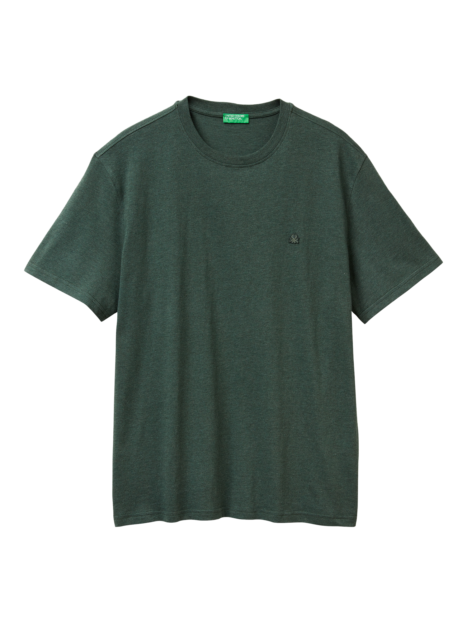 Product image 4 of 5, which shows Benetton Crew Neck Cotton T-Shirt, Green, M