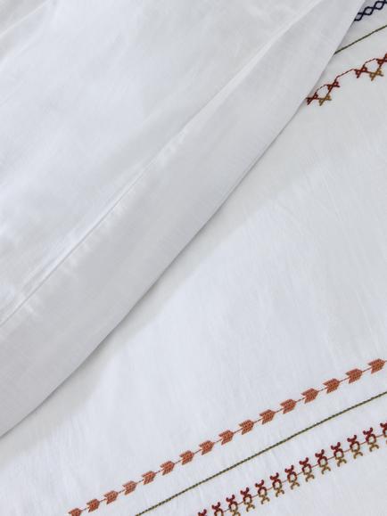 John Lewis Palmar Washed Cotton Embroidered Percale Duvet Cover Set, Multi - view 2, Multi