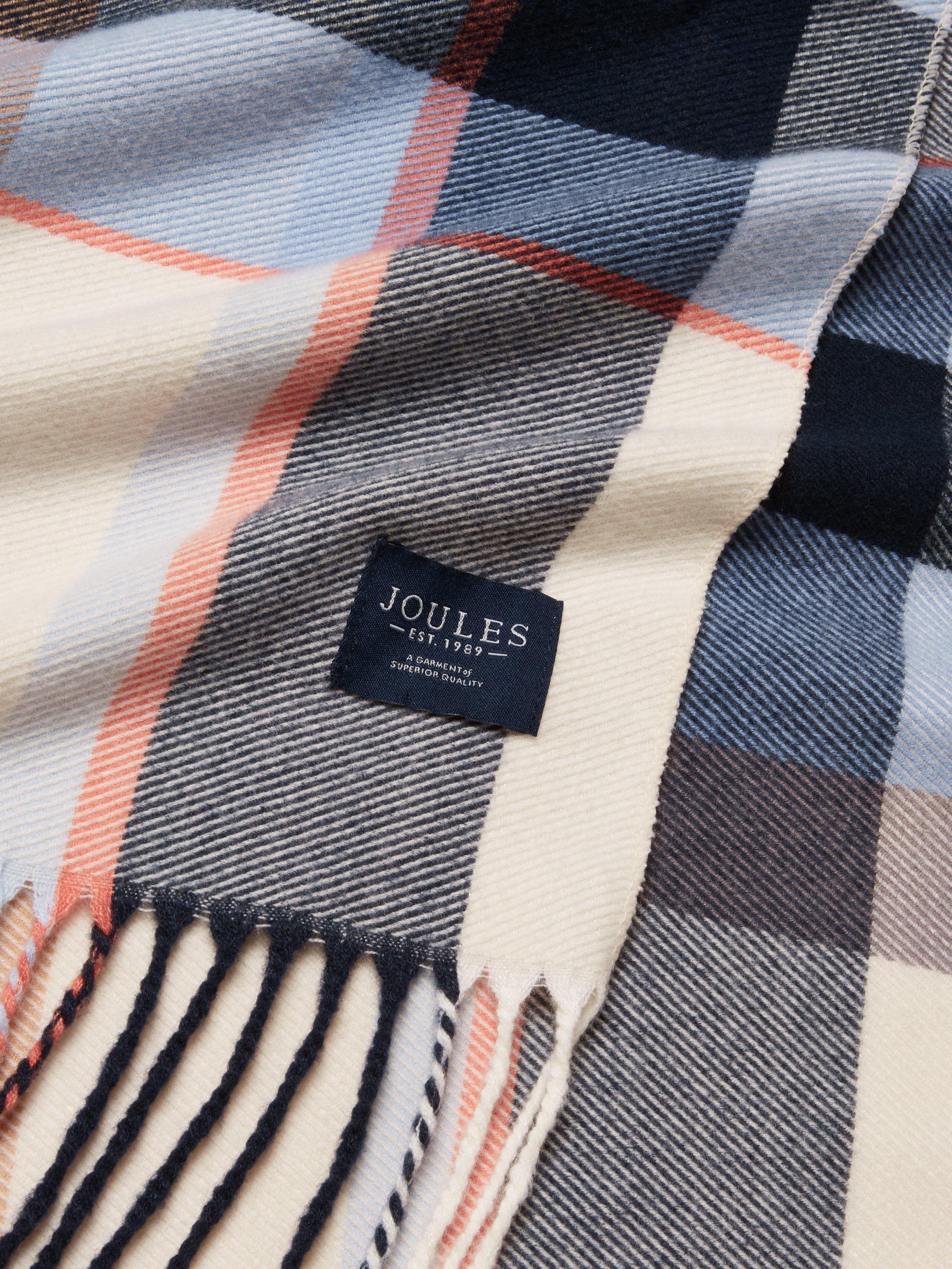 Product image 4 of 5, which shows Joules Langtree Check Scarf, Cream/Navy, One Size
