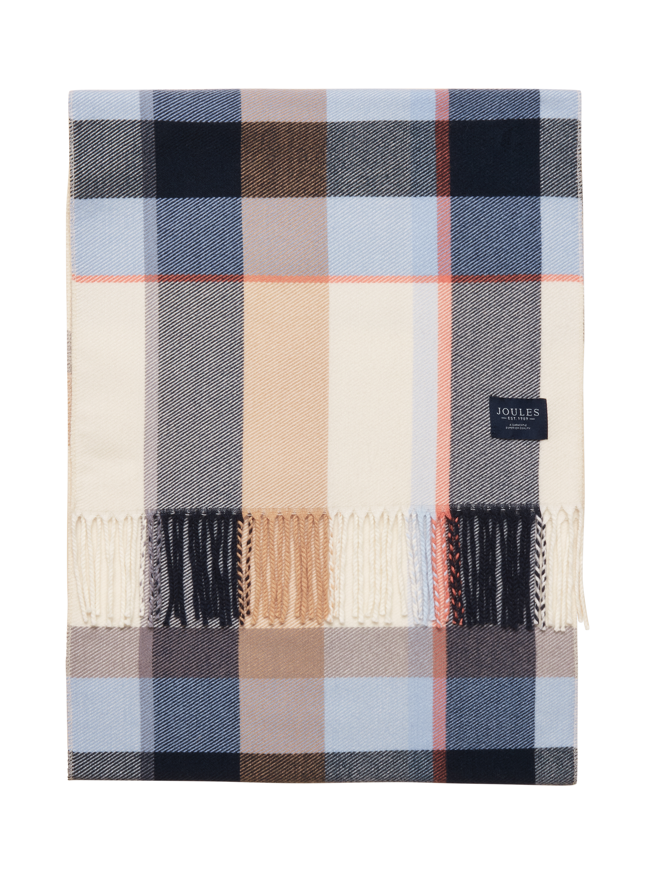 Product image 5 of 5, which shows Joules Langtree Check Scarf, Cream/Navy, One Size