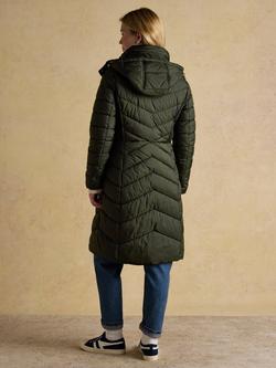 Joules Chevron Showerproof Longline Coat, Khaki - view 2, Khaki