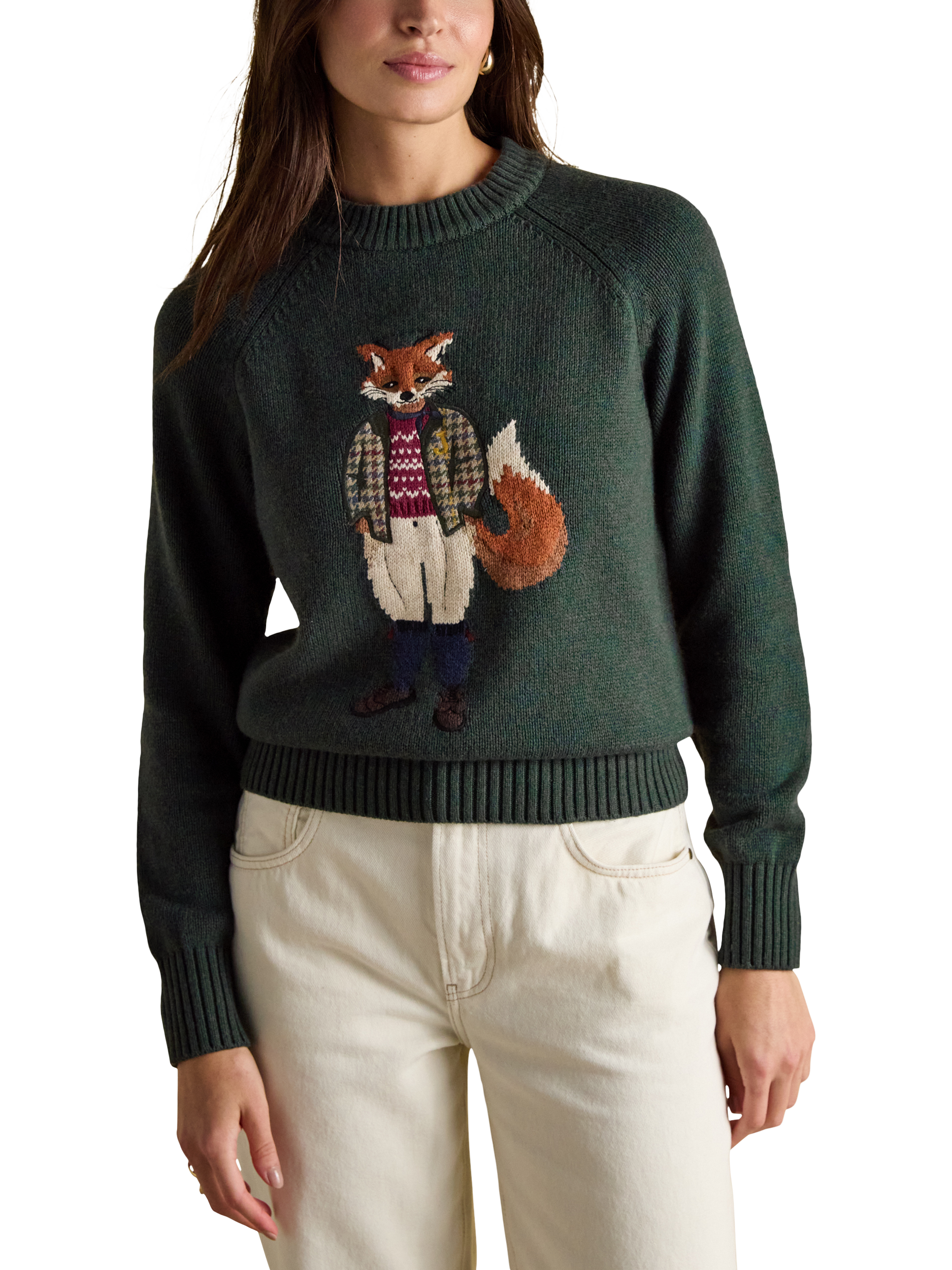 Product image 1 of 6, which shows Joules Jonty Crew Neck Jumper, Green, XS