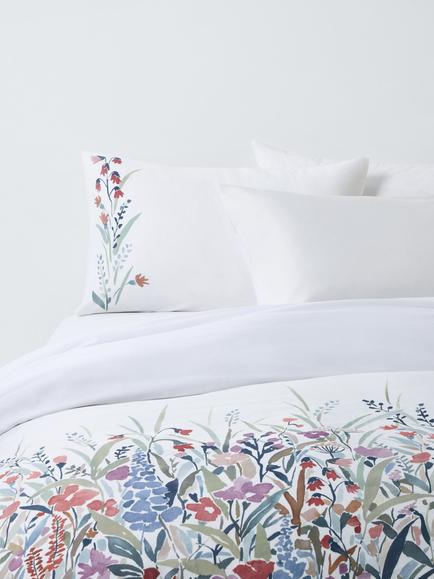 John Lewis Penelope Border Pure Cotton Sateen Duvet Cover Set, 200 Thread Count, Multi
