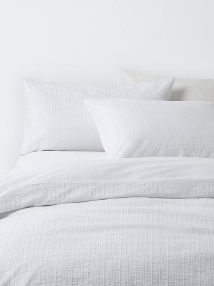 John Lewis Salcombe Pure Cotton Embroidered Percale Duvet Cover Set, White