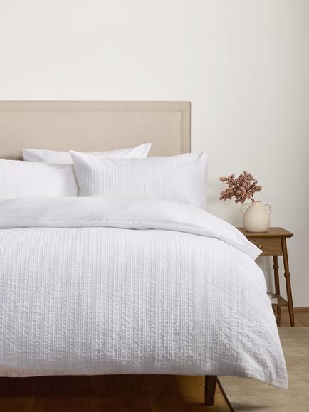 John Lewis Salcombe Pure Cotton Embroidered Percale Duvet Cover Set - view 2, White