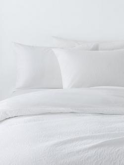 John Lewis Sheringham Cotton Floral Jacquard Duvet Cover Set, White, White