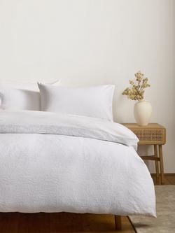 John Lewis Sheringham Cotton Floral Jacquard Duvet Cover Set, White - view 2, White