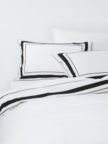 John Lewis Sloane Pure Cotton Percale Duvet Cover Set, 200 Thread Count, White/Black