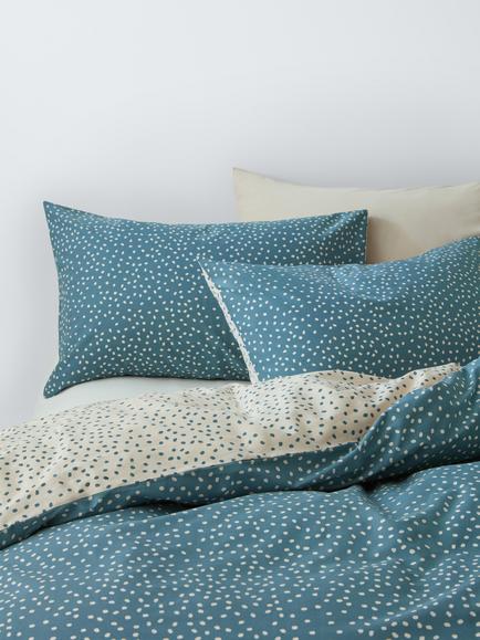 John Lewis Spots Pure Cotton Percale Duvet Cover Set, Blue, Blue