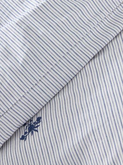 John Lewis Stanton Pure Cotton Embroidered Percale Duvet Cover Set, Blue - view 2, Blue