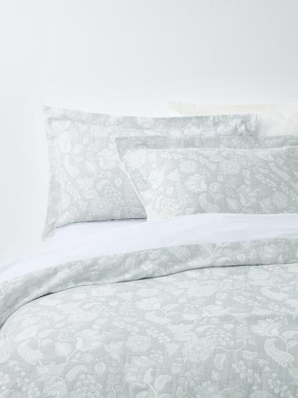 John Lewis Woodblock Pure Cotton Jacquard Duvet Cover Set, Grey