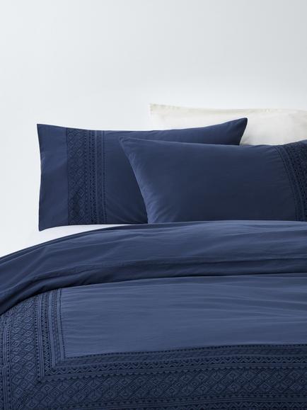 John Lewis Zia Stonewash Cotton Percale Duvet Cover Set, Blue
