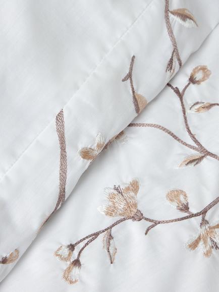 John Lewis Chinese Blossom Pure Cotton Embroidered Percale Duvet Cover Set - view 2, White
