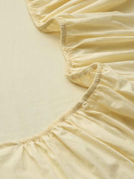 John Lewis Pure Cotton Percale Deep Fitted Sheet - view 2, Lemon Yellow