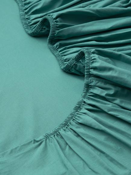 John Lewis Pure Cotton Percale Deep Fitted Sheet - view 2, Spruce Green