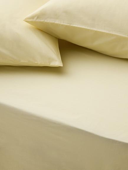 John Lewis Pure Cotton Percale Fitted Sheet, Lemon Yellow