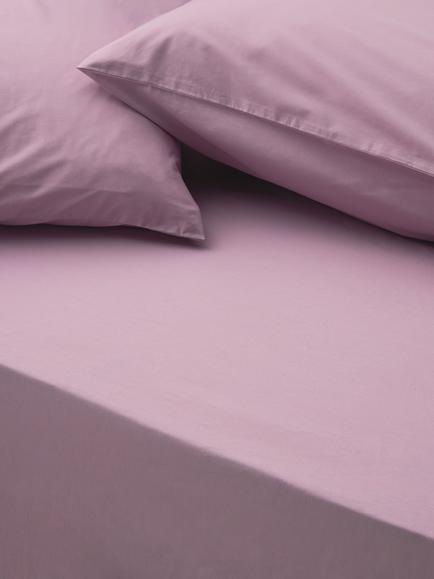 John Lewis Pure Cotton Percale Fitted Sheet, Mauve