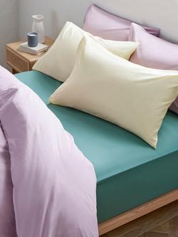 John Lewis Pure Cotton Percale Duvet Cover Set - view 2, Mauve