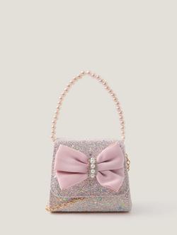 Monsoon Kids' Bow Glitter Bag, Pink, Pink