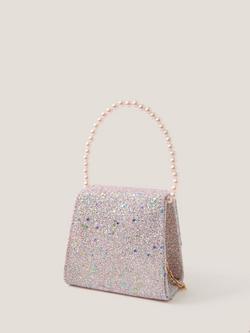 Monsoon Kids' Bow Glitter Bag, Pink - view 2, Pink