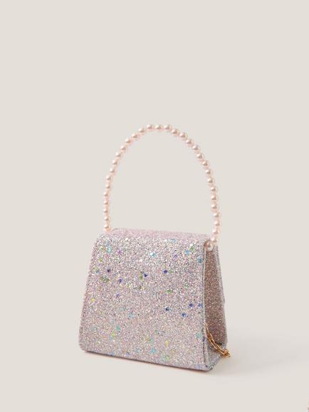 Monsoon Kids' Bow Glitter Bag, Pink - view 2, Pink