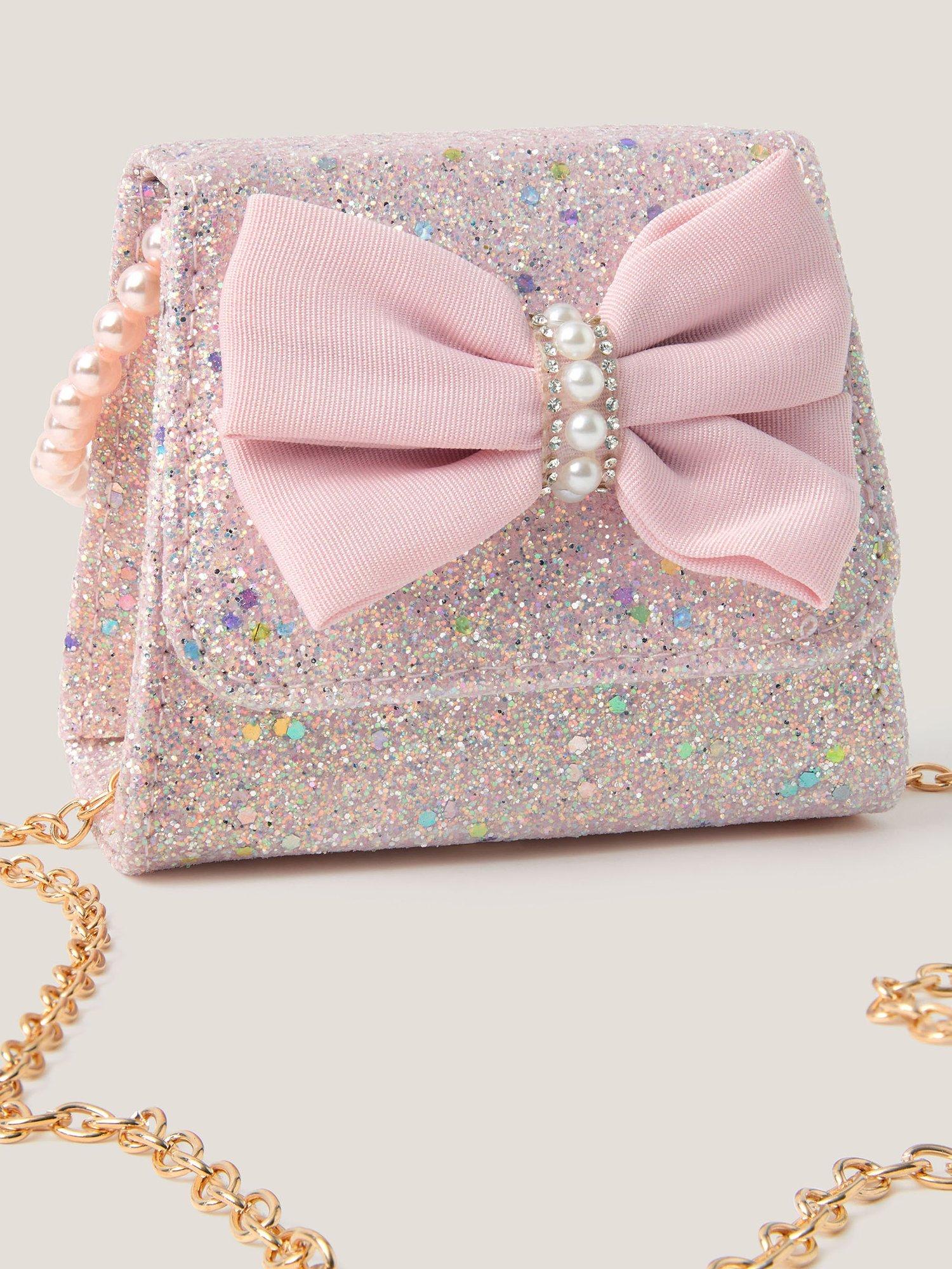 Product image 3 of 4, which shows Monsoon Kids' Bow Glitter Bag, Pink