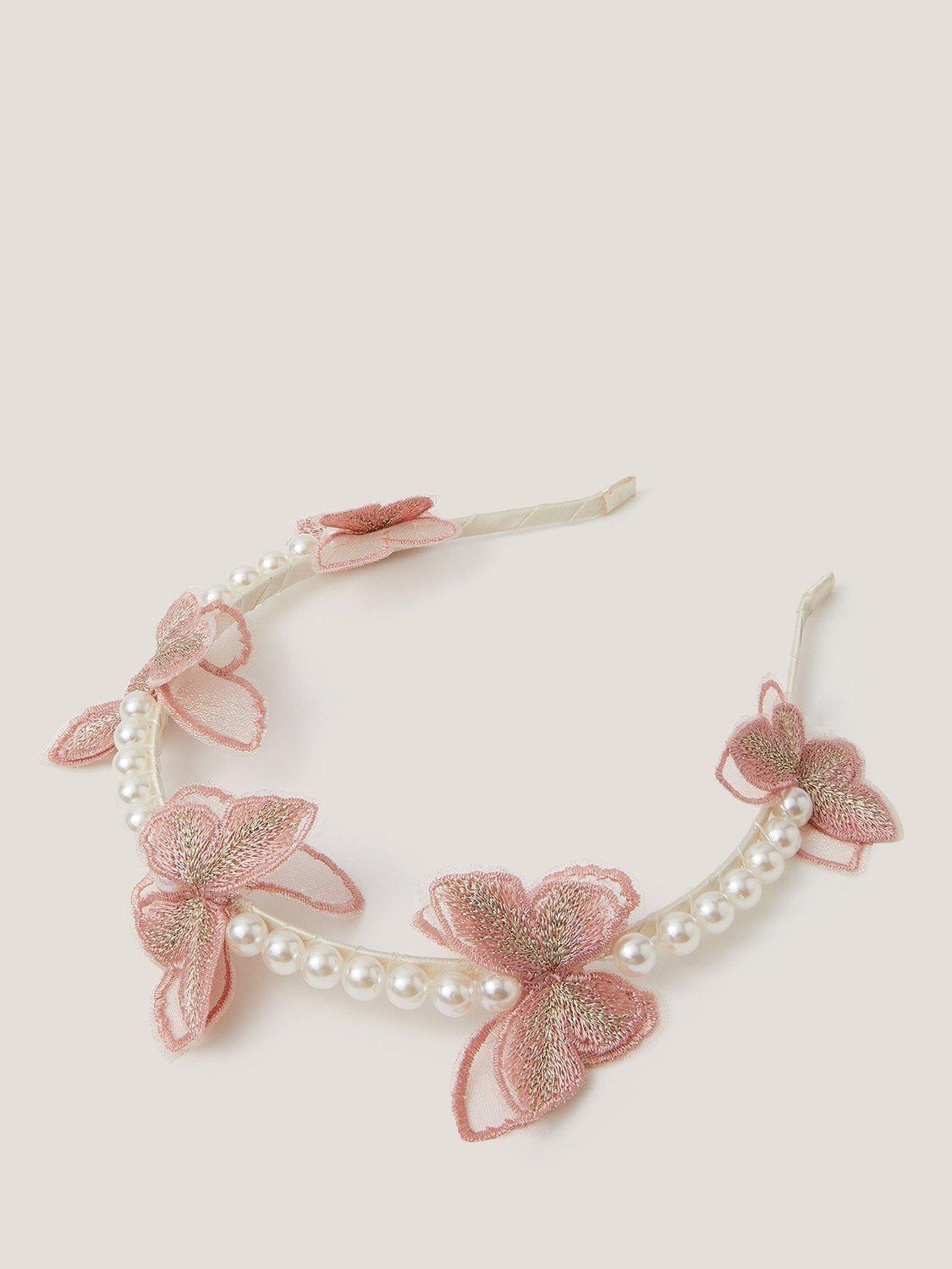 Product image 1 of 2, which shows Monsoon Kids' Butterfly Pearl Headband, Pink
