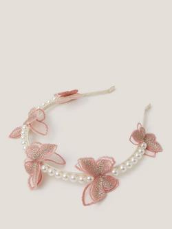 Monsoon Kids' Butterfly Pearl Headband, Pink, Pink