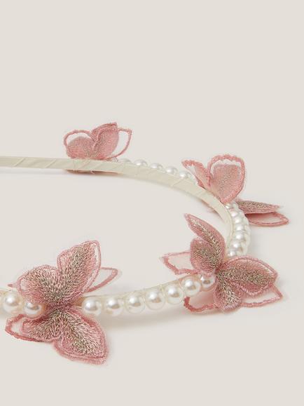 Monsoon Kids' Butterfly Pearl Headband, Pink - view 2, Pink