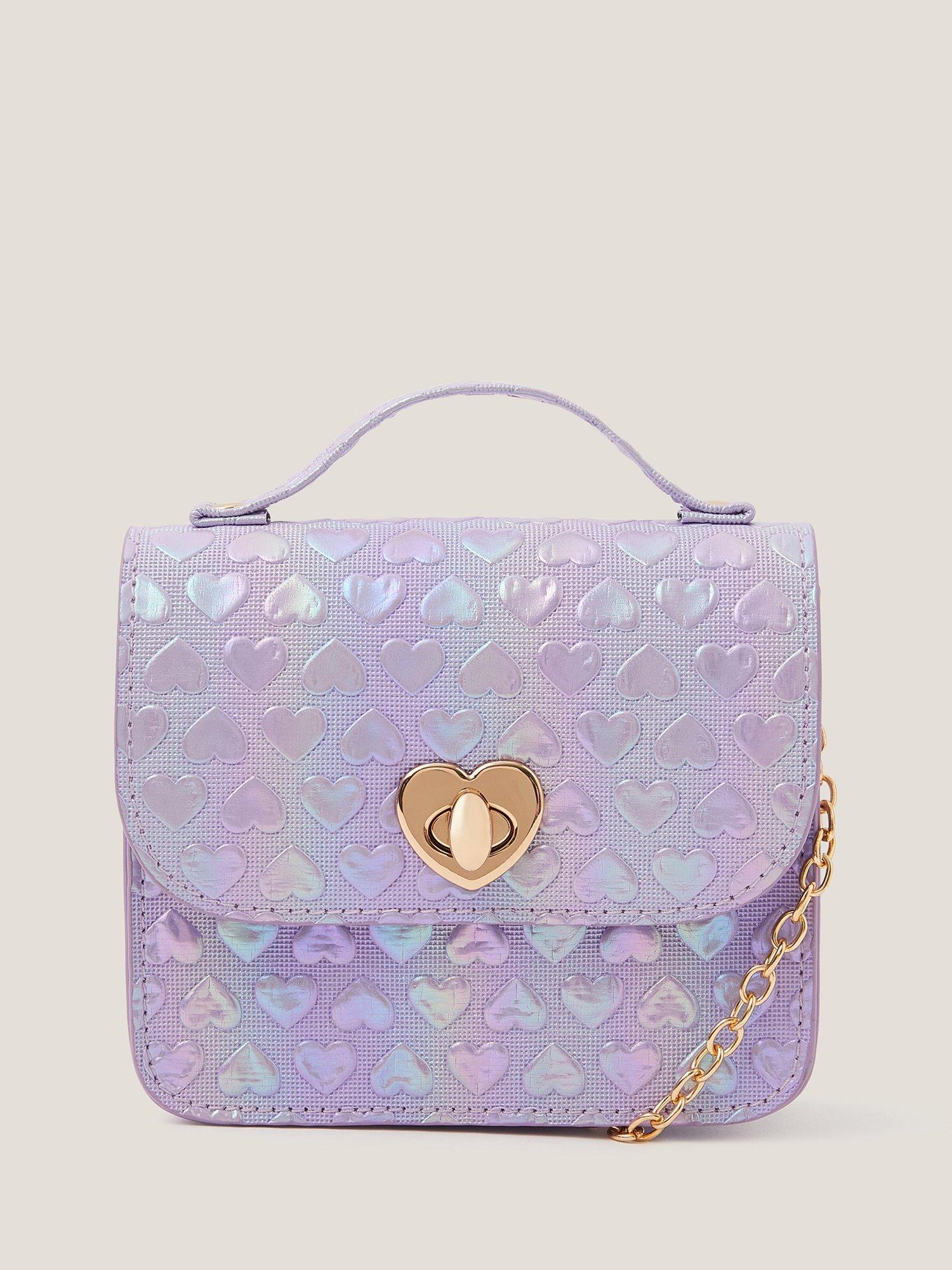 Product image 1 of 4, which shows Monsoon Kids' Rainbow Heart Satchel Bag, Multi, One Size