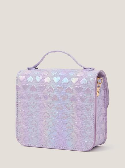 Monsoon Kids' Rainbow Heart Satchel Bag, Multi - view 2, Multi
